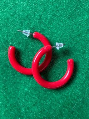 Red Acrylic Hoop Earrings